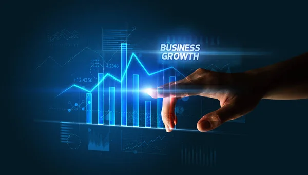 Kézfogás Business Growth Gomb Üzleti Koncepció — Stock Fotó