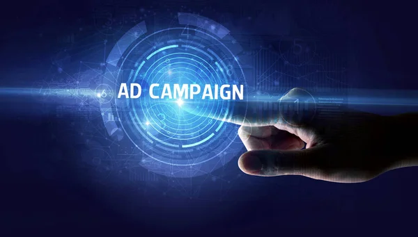 Hand Aanraken Campaign Knop Modern Business Technology Concept — Stockfoto