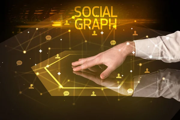 Navigering Sociala Nätverk Med Social Graph Inskription Nytt Mediekoncept — Stockfoto