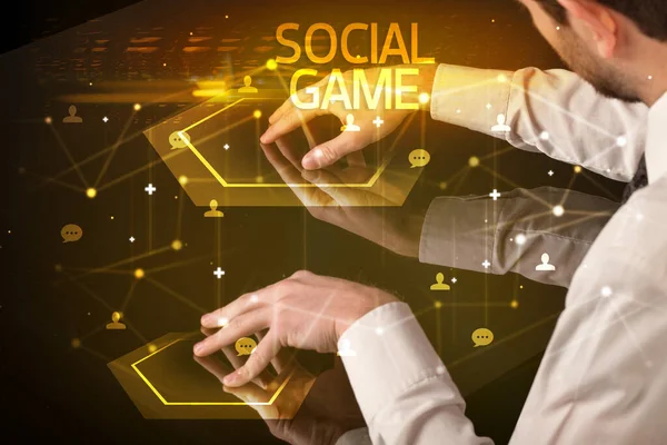 Навігація Соціальними Мережами Написом Social Game Концепція Нових Медіа — стокове фото