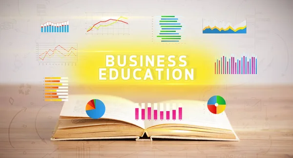 ビジネス教育の碑文とオープンブック 新しいビジネスコンセプト — ストック写真