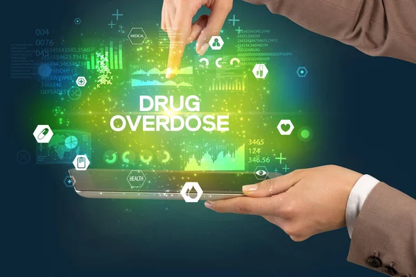 Close Touchscreen Drug Overdose Inscription Medical Concept — Stock Photo, Image