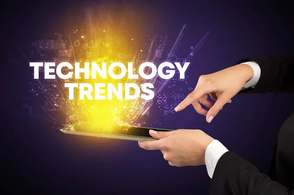 Close Touchscreen Technology Trends Inscription Innovative Technology Concept — Stock Photo, Image