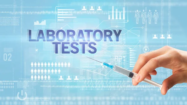 Labororororory Tests 개념이 주사기를 의사들의 — 스톡 사진