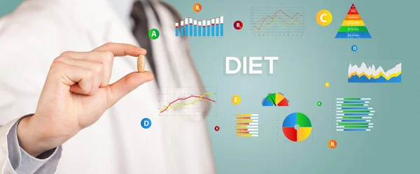 Táplálkozási Egy Tablettát Diéta Felirattal Egészséges Életmód Koncepció — Stock Fotó