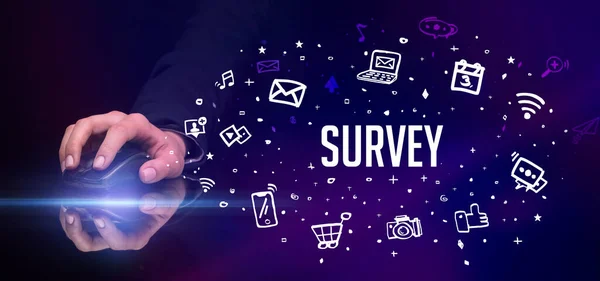 Survey Yazıtları Sosyal Medya Konseptiyle Ele Tutuşmak — Stok fotoğraf