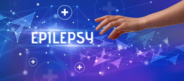 Epilepsy Feliratra Mutató Levágott Kéz Közelképe Orvosi Fogalom — Stock Fotó