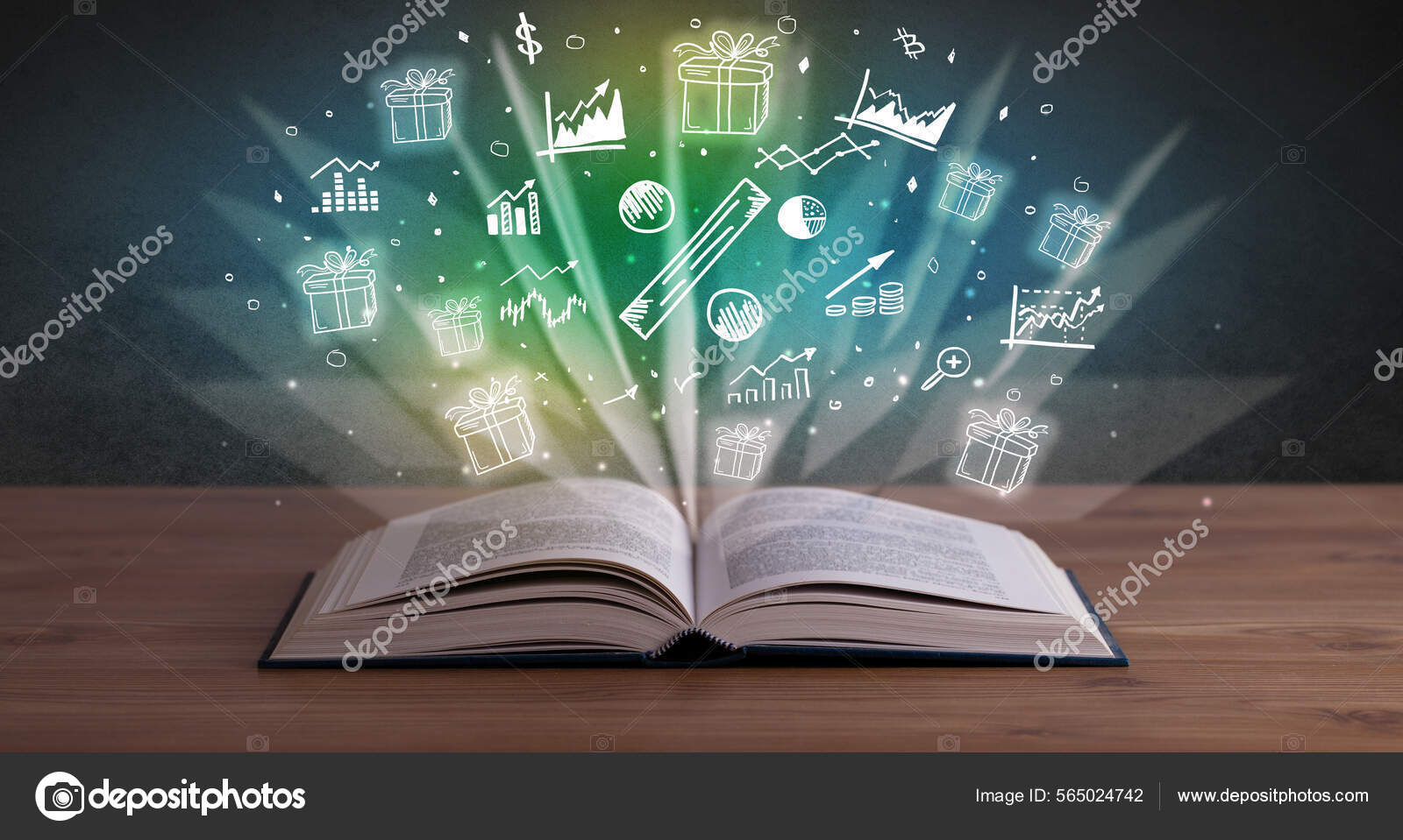 Close Open Book Percent Icons Big Profit Concept — Stock Photo ...