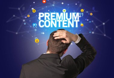 Premium Contenption, sosyal ağ kavramına sahip bir işadamının arka görüşü