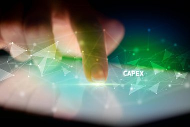 CapPEX yazıtlı parmak dokunma tableti, iş konsepti