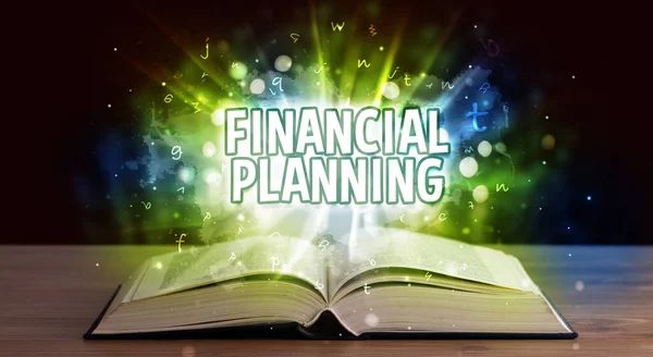 财务规划题词来自一本公开的书 教育概念 — 图库照片