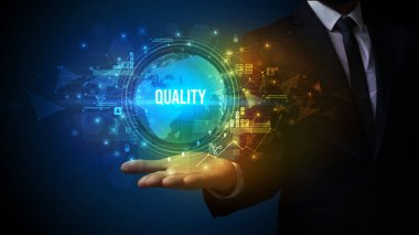 Zarif el ele tutuşma nitelik yazması, dijital teknoloji konsepti