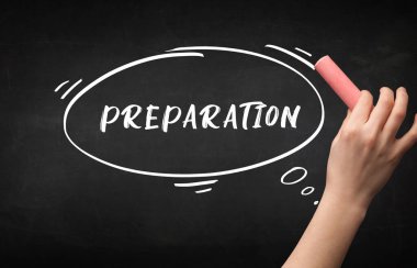 Tahtaya beyaz tebeşirle el çizimi hazırlama, eğitim kavramı