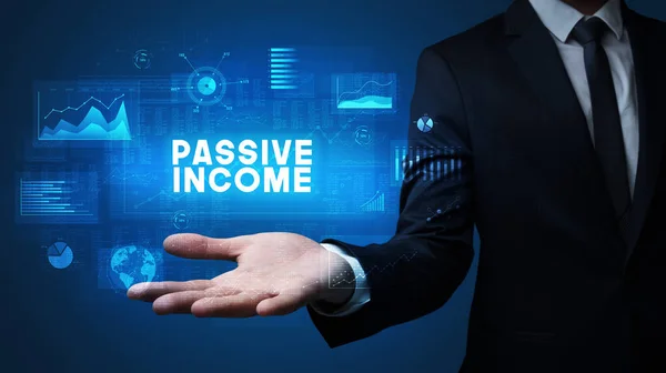 Рука Бізнесмена Тримає Напис Passive Income Концепція Успіху Бізнесу — стокове фото