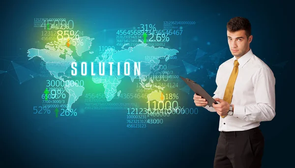 Businessman Front Decision Solution Inscription Business Concept — Stock Photo, Image