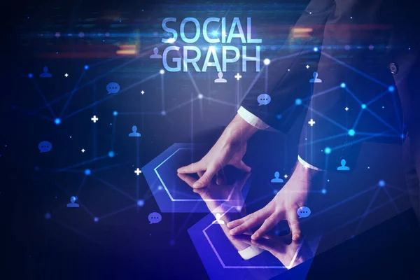 Navigazione Social Networking Con Iscrizione Social Graph Nuovo Concetto Media — Foto Stock