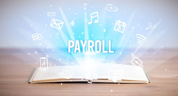 Książka Opeen Napisem Payroll Koncepcja Biznesu — Zdjęcie stockowe