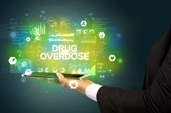 Close Touchscreen Drug Overdose Inscription Medical Concept — Stock Photo, Image