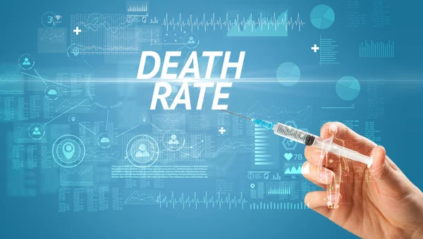 Spuitnaald Met Virusvaccin Death Rate Inscriptie Antidoteconcept — Stockfoto