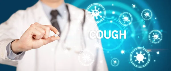 Doktor Öksürük Şurubu Koronavirüs Konseptiyle Hap Veriyor — Stok fotoğraf