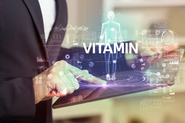 Ηλεκτρονικό Ιατρικό Αρχείο Επιγραφή Vitamin Ιατρική Τεχνολογία Έννοια — Φωτογραφία Αρχείου