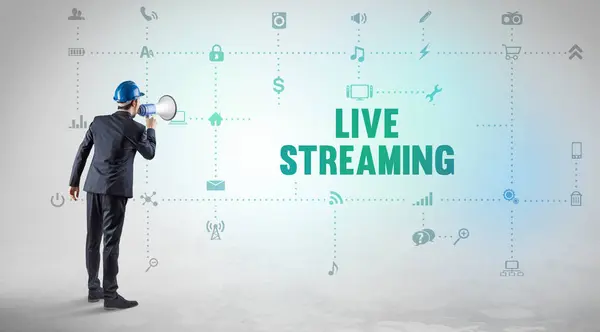 Live Streaming Yazıt Kavramı Ile Yeni Bir Sosyal Medya Platformu — Stok fotoğraf