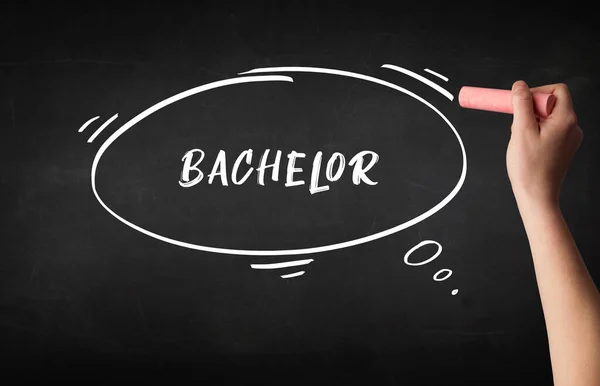 Handtekening Bachelor Inscriptie Met Wit Krijt Schoolbord Onderwijsconcept — Stockfoto