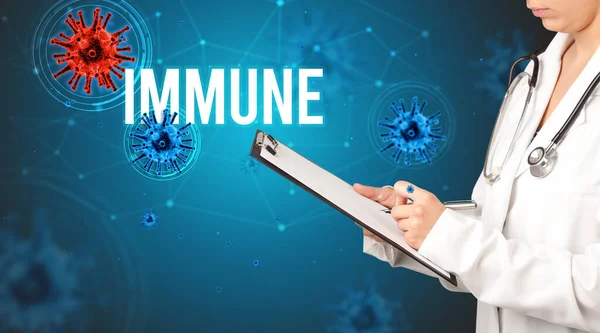 Lékař Předepíše Předpis Nápisem Immune Pandemický Koncept — Stock fotografie
