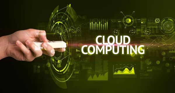 Obsługa Bezprzewodowych Urządzeń Peryferyjnych Napisem Cloud Computing Koncepcja Nowoczesnej Technologii — Zdjęcie stockowe