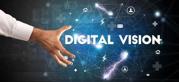 Hand Pointing Digital Vision Inscription Modern Technology Concept — Stock Photo, Image