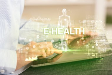 E-HEALTH yazıtlı elektronik tıbbi kayıt, tıbbi teknoloji konsepti