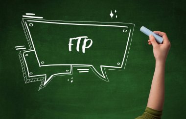 El çizimi FTP kısaltması ve tahtada beyaz tebeşir