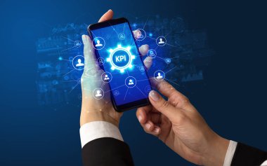 Kpi kısaltmalı akıllı telefon, modern teknoloji konsepti.