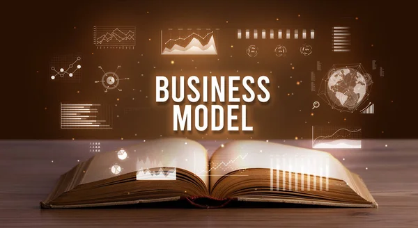 Geschäftsmodell Einschreibung Aus Einem Offenen Buch Kreatives Geschäftskonzept — Stockfoto