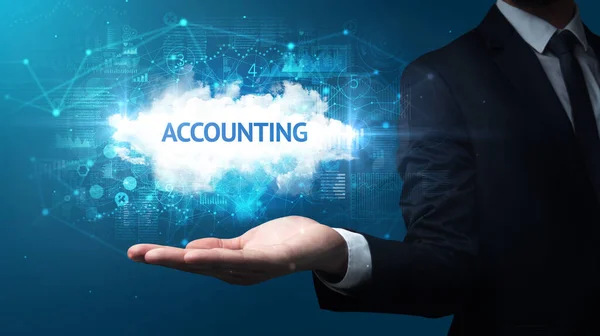 Hand Businessman Met Accounting Inscriptie Succesvol Business Concept — Stockfoto