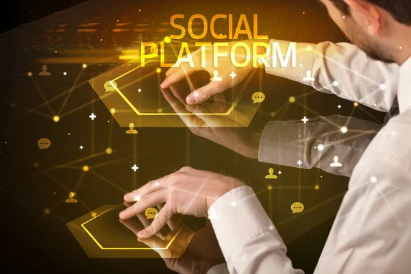 Navegar Por Las Redes Sociales Con Inscripción Social Platform Nuevo —  Fotos de Stock