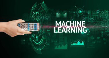 El ele tutuşmak, kablosuz çevre, MACHINE Yazıt öğrenme, modern teknoloji kavramı