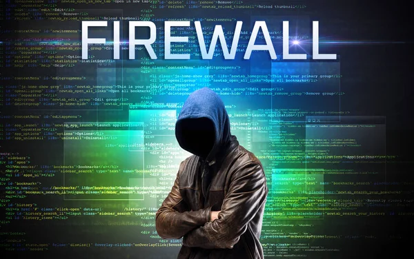 Arctalan Hacker Firewall Felirattal Egy Bináris Kód Háttér — Stock Fotó