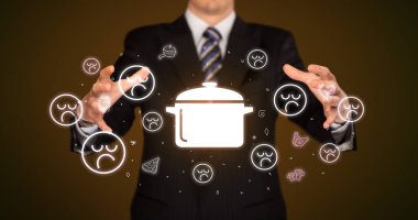 El ele tutuşma ikonu, sağlıklı yemek teslimatı konsepti