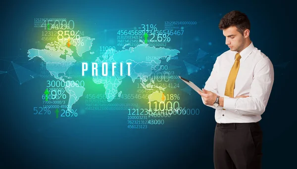 Zakenman Voor Een Beslissing Met Profit Inscriptie Business Concept — Stockfoto