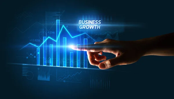 Hand Röra Business Growth Knappen Affärsidé — Stockfoto