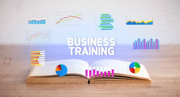 Відкрита Книга Написом Business Training Нова Бізнес Концепція — стокове фото