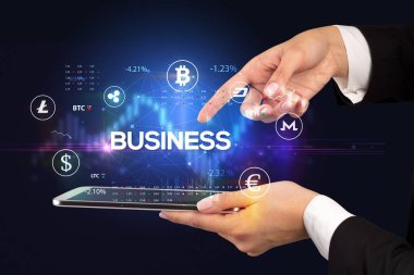 BUSINESS yazıtlı bir dokunmatik ekran, iş fırsatı konsepti