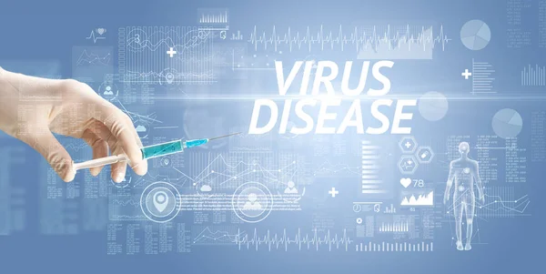 Aiguille Seringue Avec Vaccin Contre Virus Inscription Virus Disease Concept — Photo