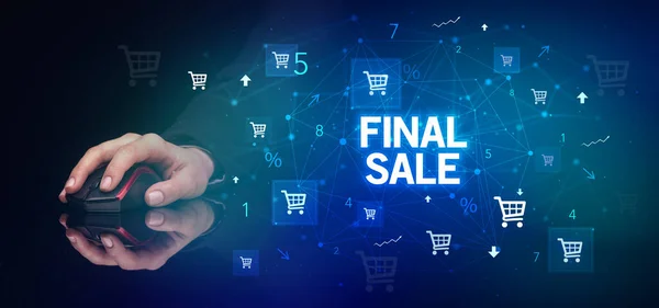 Hand Houden Draadloos Perifeer Met Final Sale Inscriptie Online Shopping — Stockfoto