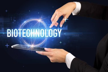 BIOTECHNOLOGY yazıtlı dokunmatik ekran, yeni teknoloji kavramı