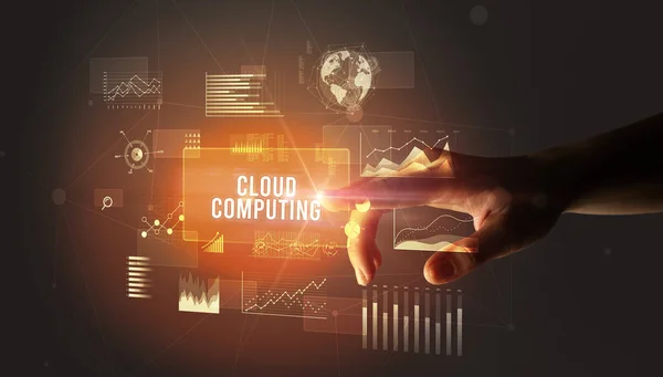 Ручная Трогательная Надпись Cloud Computing Новая Концепция Бизнес Технологий — стоковое фото