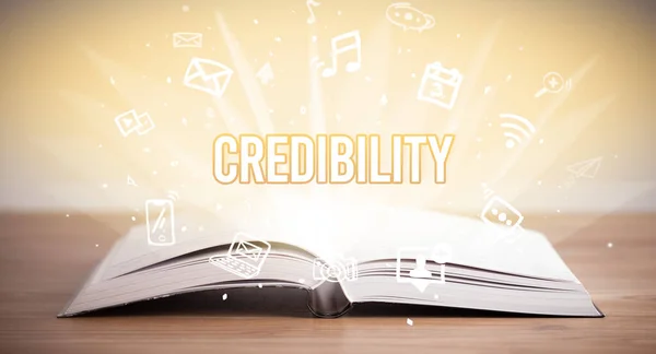 Opeen Book Credibility Inscription Business Concept — Stok fotoğraf