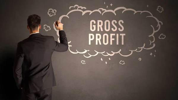 Businessman Drawing Cloud Gross Profit Inscription Modern Business Concept — Stock Photo, Image