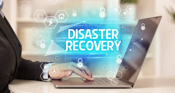 Надпись Disaster Recovery Ноутбуке Концепция Интернет Безопасности Защиты Данных Блокчейн — стоковое фото